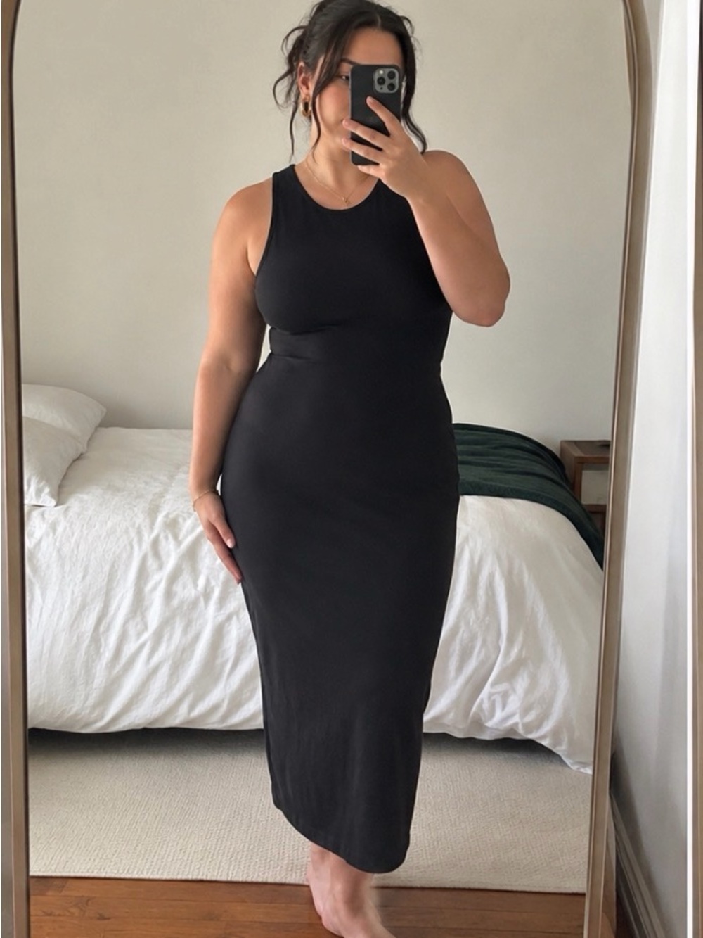 Lululemon Black Midi Dress - Classic Bodycon with built in bra